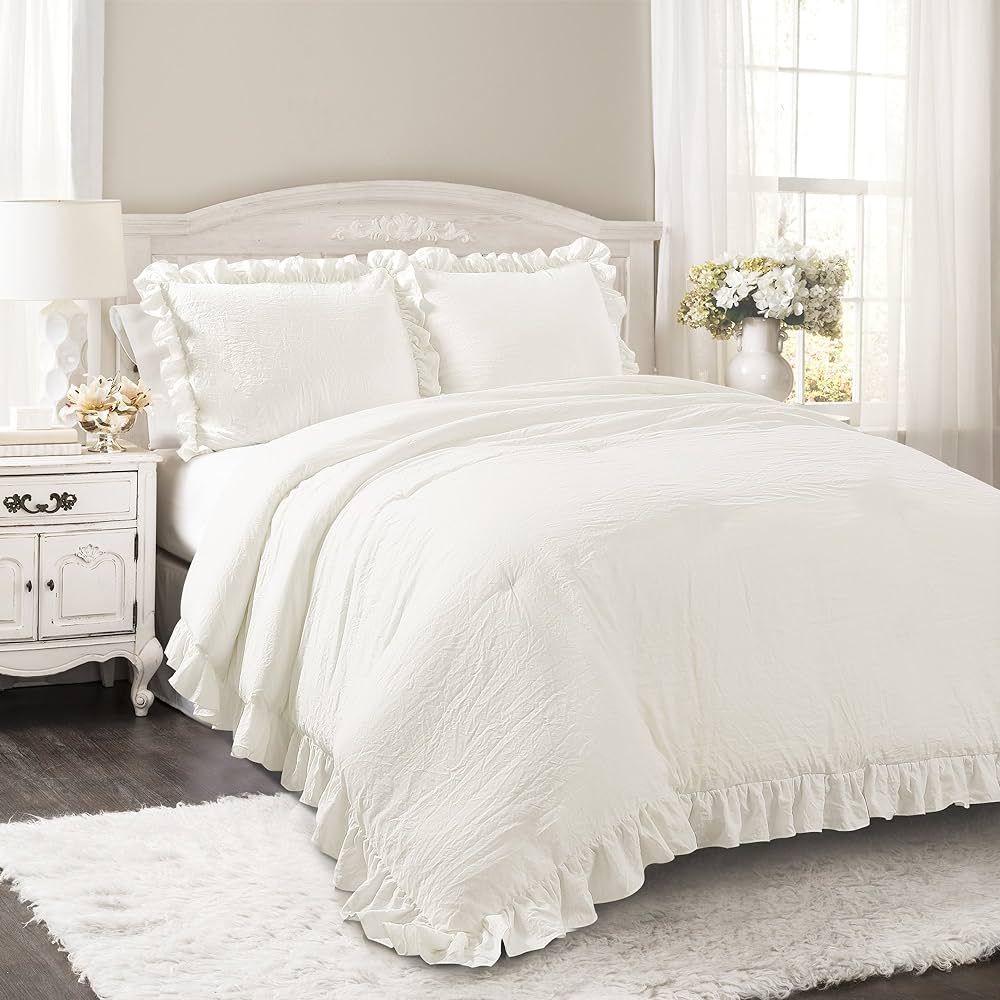Lush Decor Reyna Ruffle Comforter Set - 3 Piece Cozy Ruffled Bedding Set - Timeless Elegance and ... | Amazon (US)