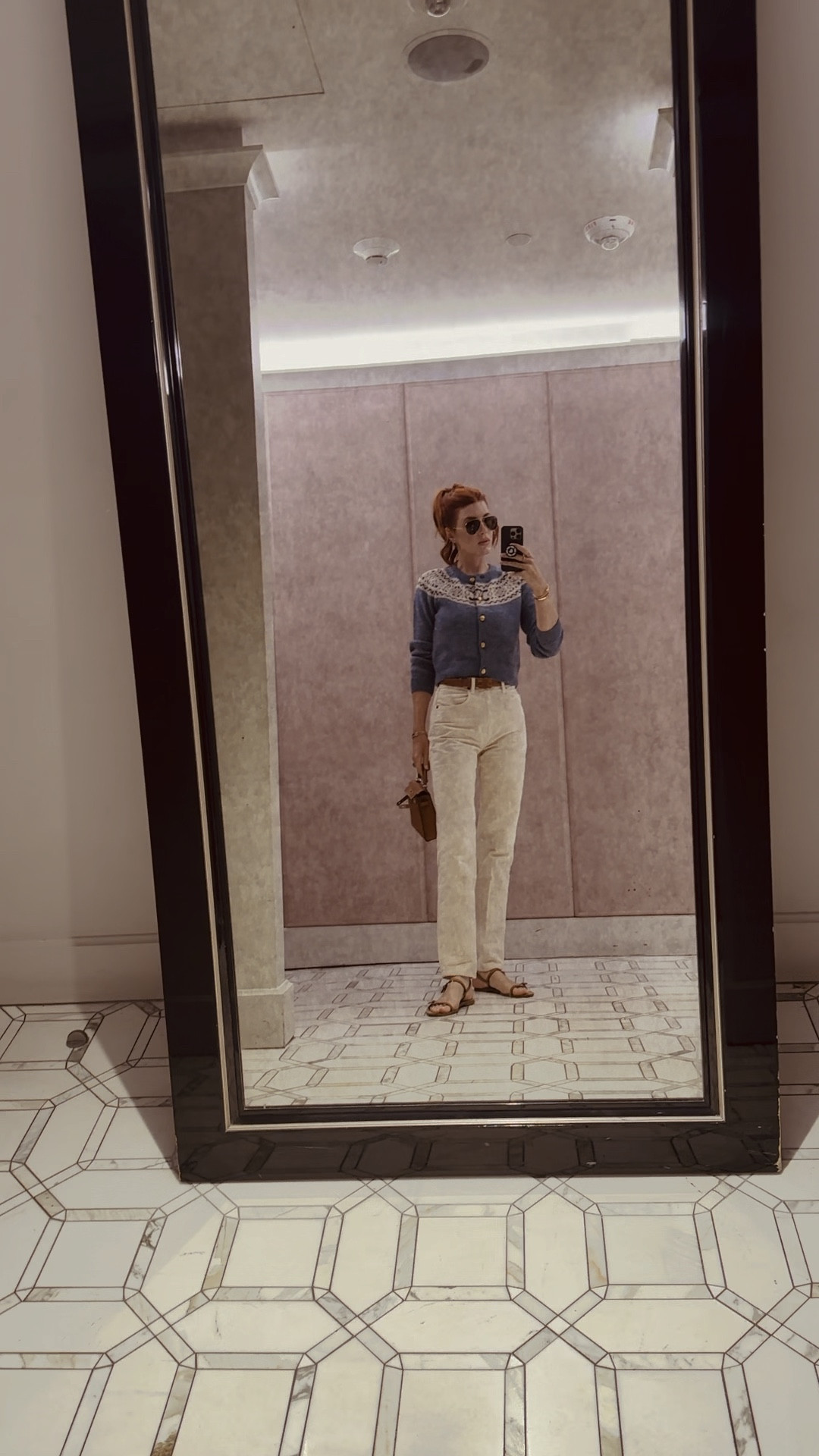 I just added this Celine cardigan to my rotation for fall (I also think the colors make it seasonless- it could totally work for cold spring days). 
These jeans are several years old and still my favorite - and still stocked! 
My accessories are my go-to classics. 

#LTKCon #LTKU #LTKOver40