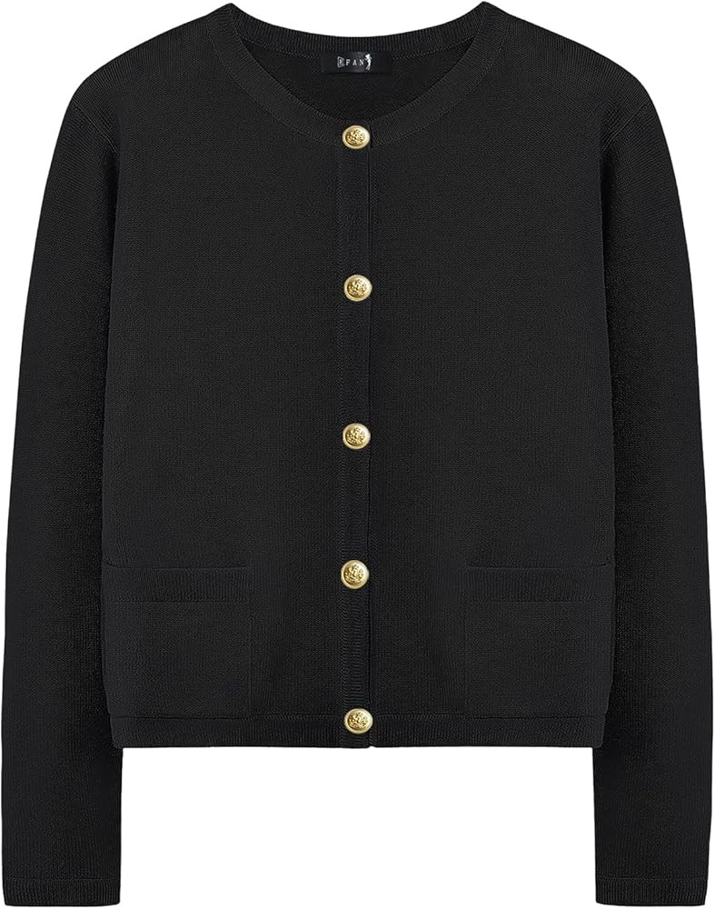 EFAN Womens Cardigan Sweaters 2023 Fall Open Front Long Sleeve Button Down Knit Cropped Sweater J... | Amazon (US)