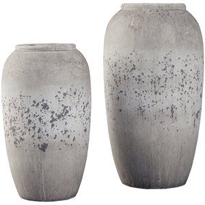 Ashley Dimitra 2 Piece Ceramic Vase Set in Brown and Cream | Cymax