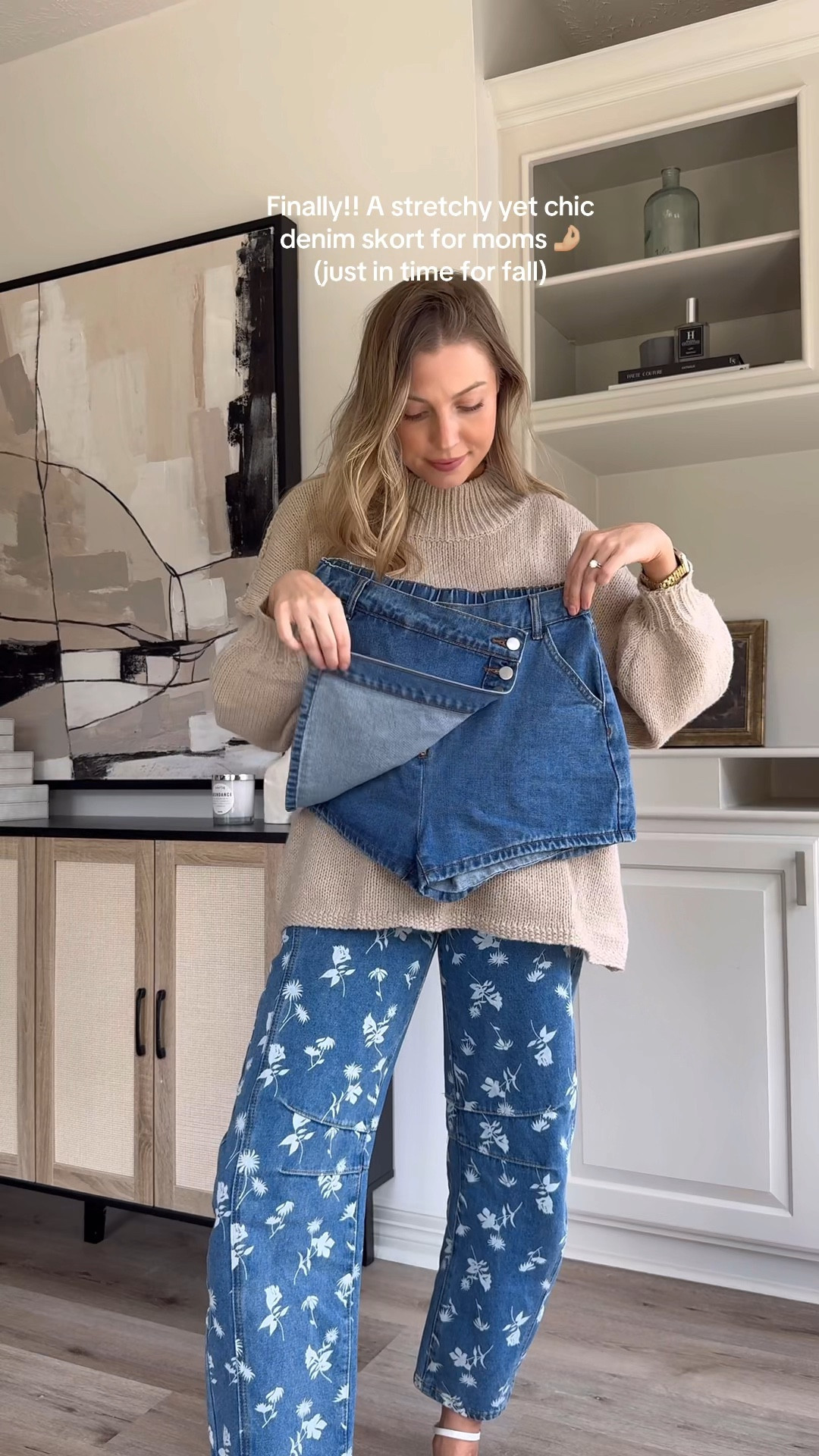 The perfect stretchy denim skort for fall!! I’m 5’7 in a size M