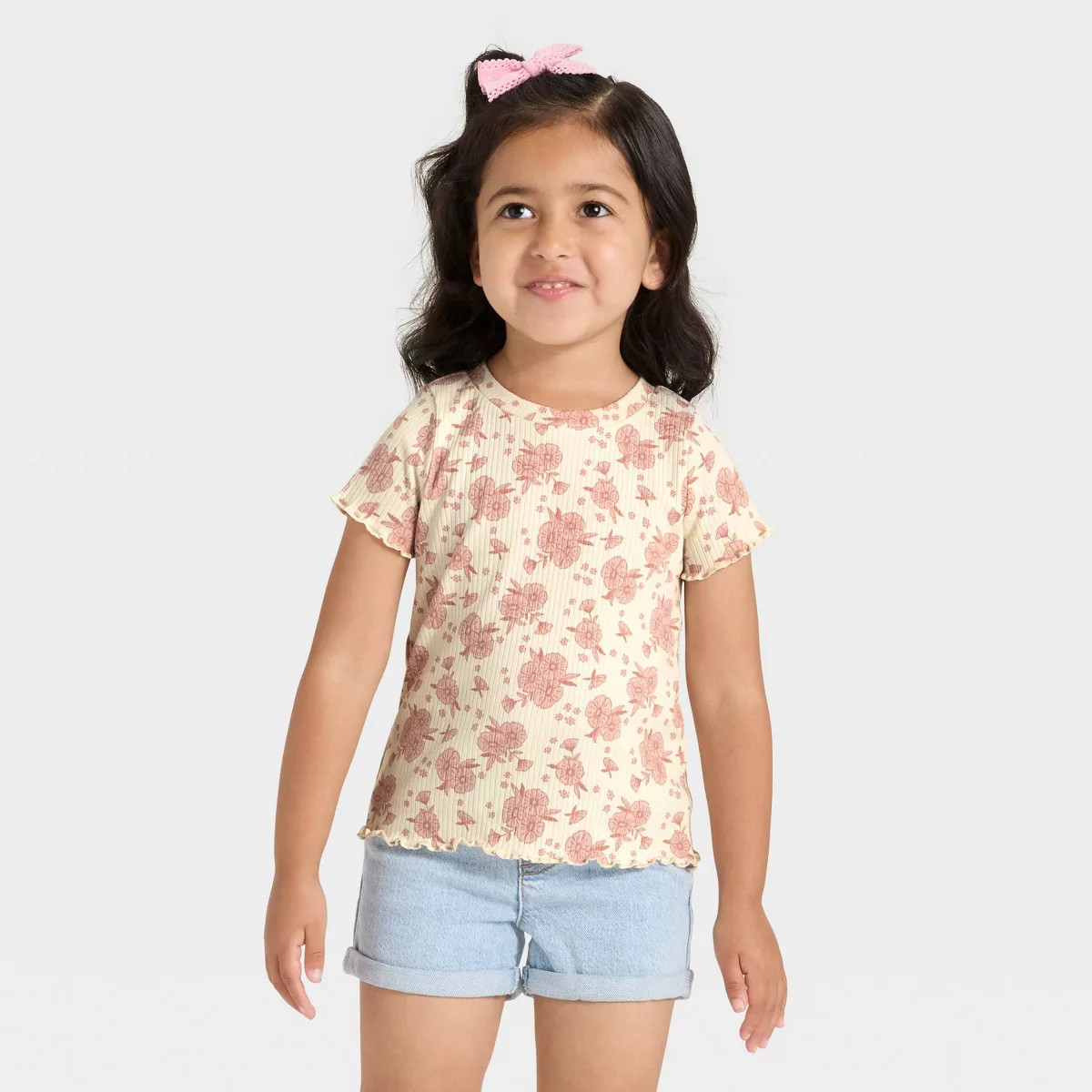 Toddler Girls' Short Sleeve Ribbed T-Shirt - Cat & Jack™ | Target