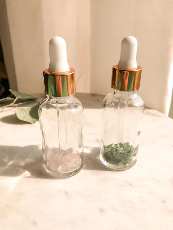 Set of 2 Dropper Bottles- Rose Quartz and Jade 30ml | Etsy (US)