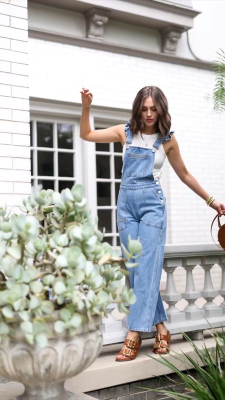 Overalls, spring outfits, denim, sandals, brown sandals, buckle, sandals, leather sandals, overalls, fit like a pair of jeans. Take your normal size and denim and if between sizes go up.

#LTKSeasonal #LTKshoecrush #LTKstyletip