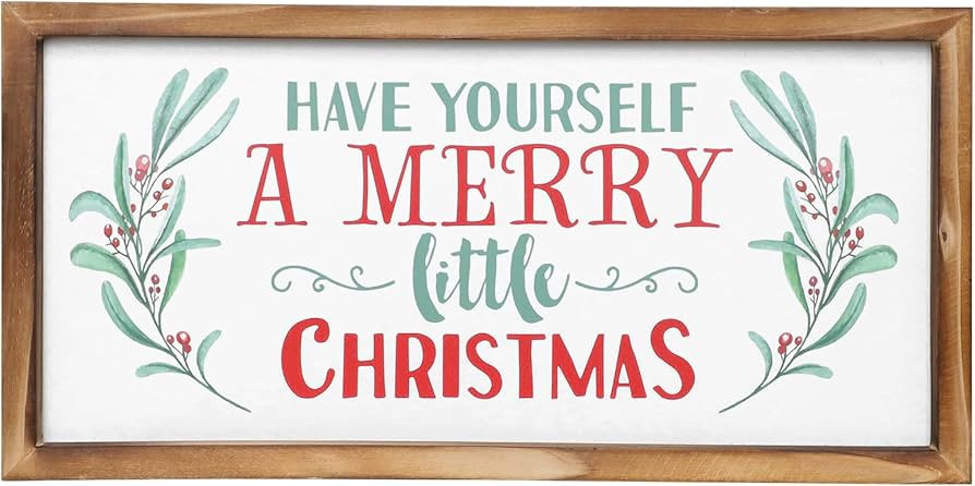 Have Yourself A Merry Little Christmas Sign, 16 x 8 Inches, Solid Wood Framed Christmas sign, Far... | Amazon (US)