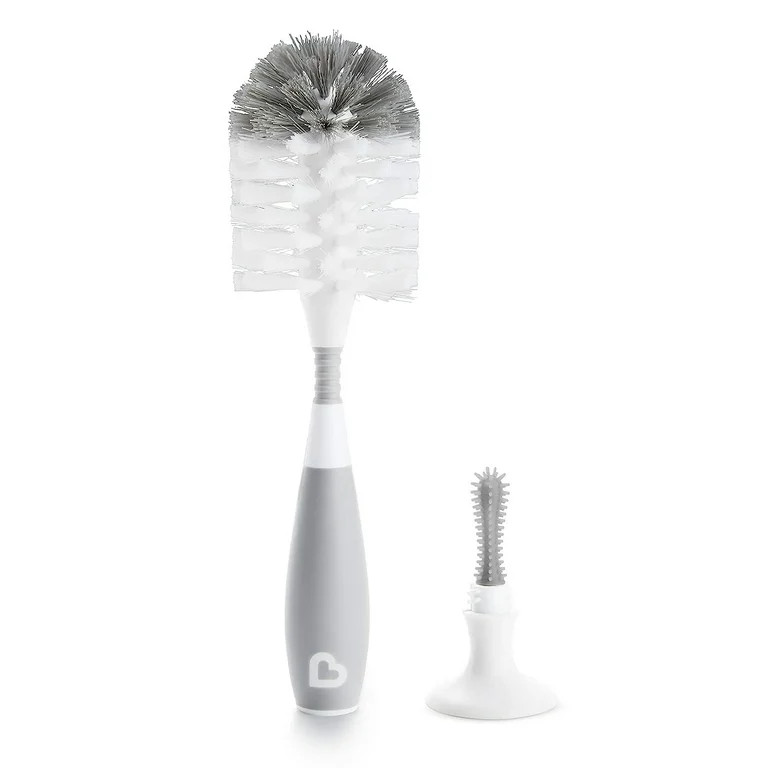 Munchkin® Bristle™ Baby Bottle Brush, Includes Suction Base, Gray, Unisex | Walmart (US)