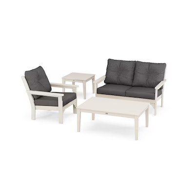 POLYWOOD Vineyard 4 -Piece Patio Conversation Set with Dark Gray Revolution Cushions | Lowe's