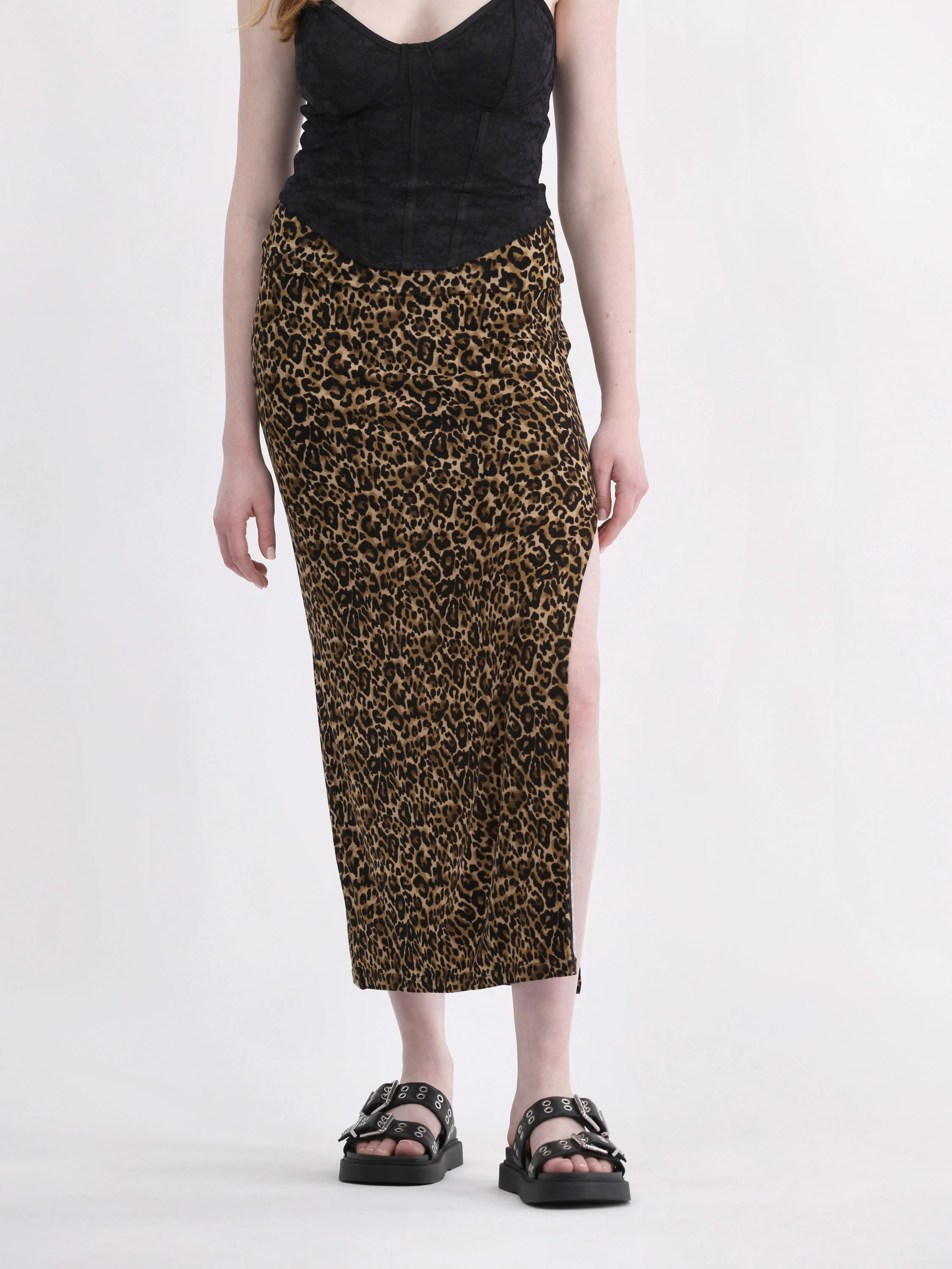 No Boundaries Knit Foldover Slit Maxi Skirt, Women's and Women’s Plus | Walmart (US)