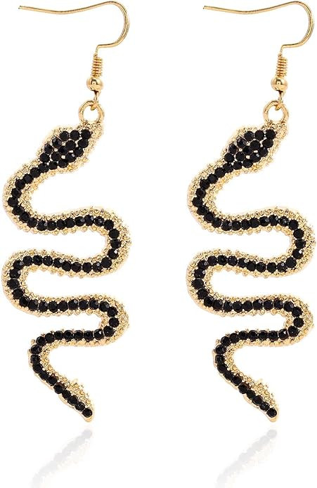 Snake Dangle Earrings for Women Red Sparkly Crystal Animal Dangling Earrings Personalized Rhinest... | Amazon (US)
