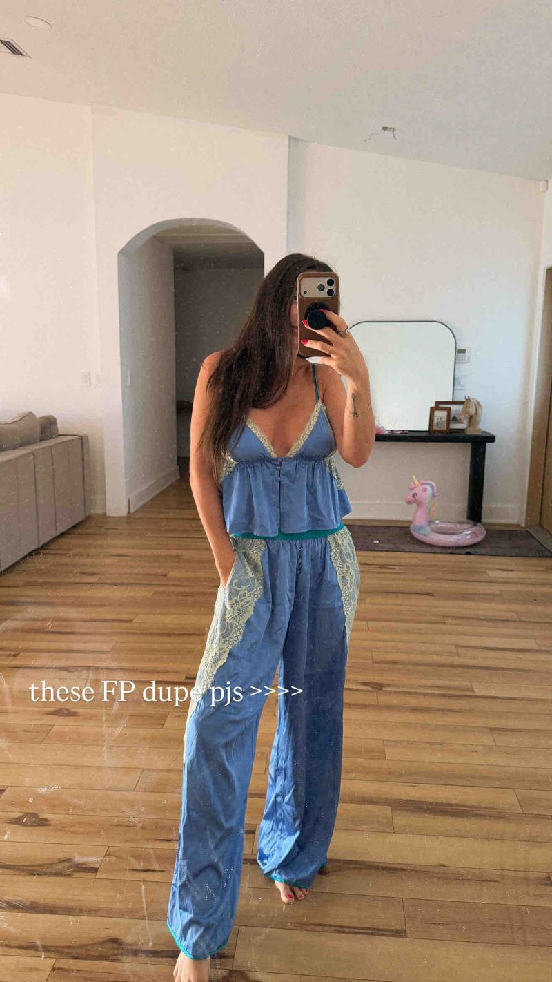 Viral FP-Inspired Pajama Set
These Free People inspired pajamas are one of my favorite finds lately. 🤍 They have the same effortless, feminine look for a fraction of the price. So soft, lightweight, and perfect for lounging, slow mornings, getting ready, girls' trips, or gifting. If you've been looking for the viral Free People pajama dupe, this is it! ✨

Shop my affordable favorites through my LTK before they sell out!

#freepeopledupe #freepeoplestyle #freepeoplepajamas #amazonfashion #amazonfinds #amazonmusthaves #amazonhome #pajamaset #loungewear #matchingpajamas #comfystyle #cozyoutfit #affordablefashion #lookforless #fashionfinds #ltk #ltkstyle #ltkfashion #ltkunder50 #giftideas #bridalgettingready #bridesmaidgifts #vacationstyle #summerstyle #cozyaesthetic #viralfinds #everydaystyle #womenstyle #shopmylook #trendingfashion

#LTKgrwm #LTKmomlife #LTKmorningroutine
