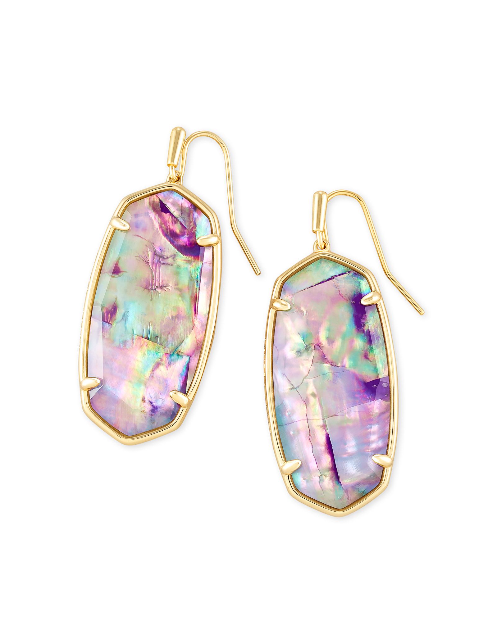 Faceted Elle Gold Drop Earrings in Lilac Abalone | Kendra Scott