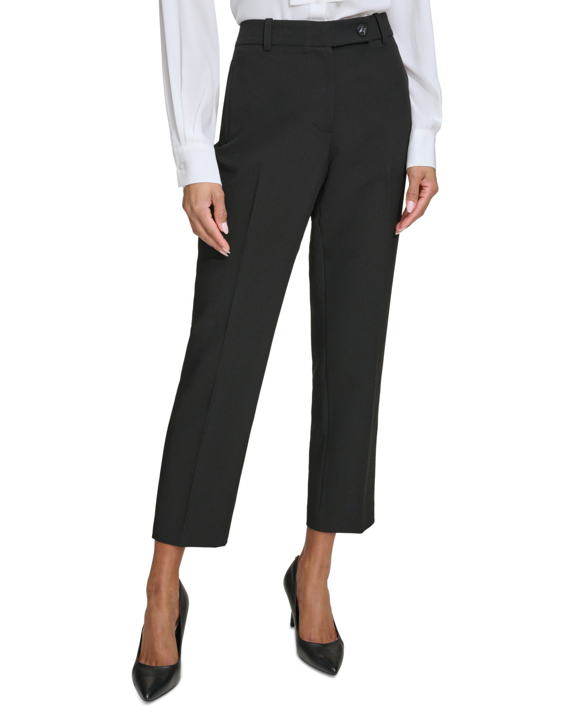 Karl Lagerfeld Women's Slim-Leg Ankle Pants - Black | Macy's