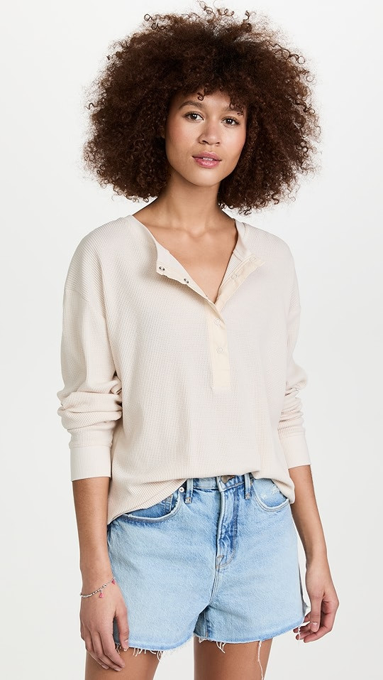 Good American Essentials Thermal Boyfriend Henley | SHOPBOP | Shopbop
