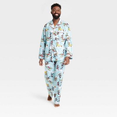 Men's Disney 100 Mickey Mouse & Friends Matching Family 2pc Coat Pajama Set - Blue | Target