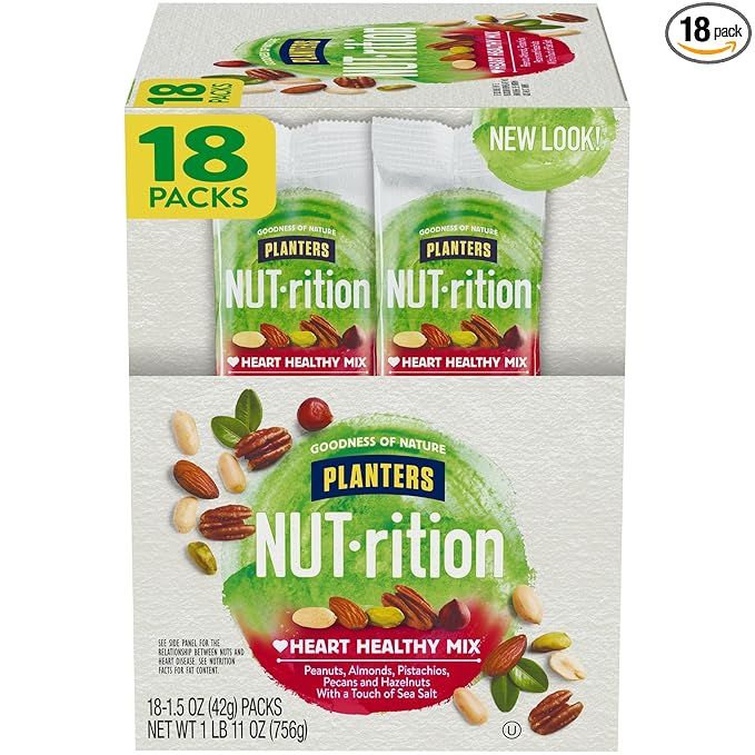 Nut-Rition Heart Healthy Mix, 1.5 oz Bags (Pack Of 18) - On-The-Go Snack, Work Snack, School Snac... | Amazon (US)