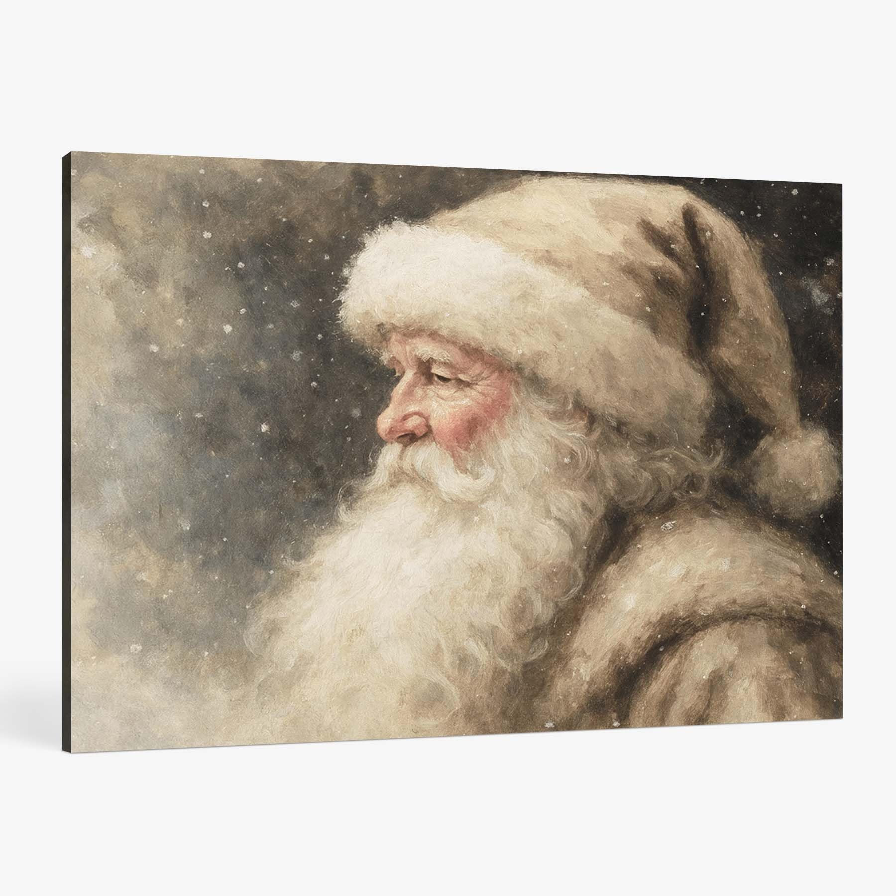 FISWAFY Vintage Santa Claus Christmas Framed Canvas Wall Art Decor, Rustic Holiday Winter Christm... | Amazon (US)