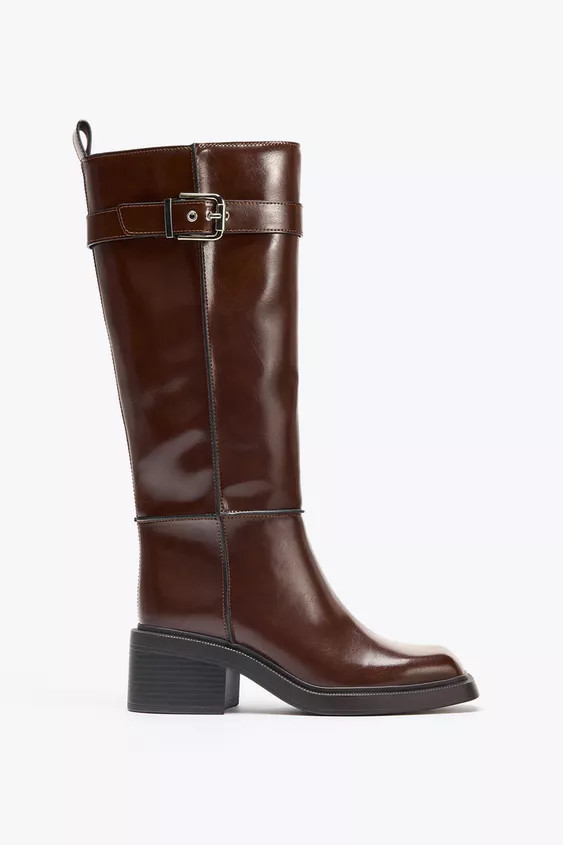 CONTRAST TOPSTITCH KNEE-HIGH BOOTS | Zara US