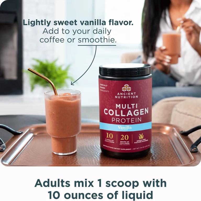 Ancient Nutrition Hydrolyzed Collagen Peptides Powder, Vanilla Multi Collagen Powder for Women an... | Walmart (US)