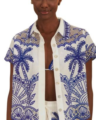 Blue Palm Trees Embroidered Shirt | Bloomingdale's (US)