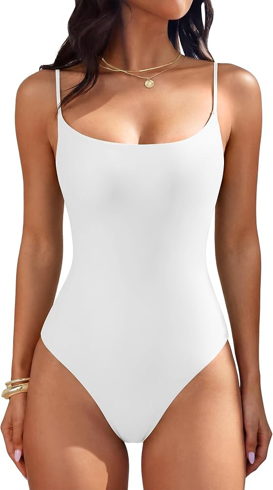 ANRABESS Women's Bodysuits Square Neck Backless Double Lined Cami Tops | Amazon (US)