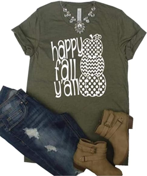 Women Grateful Thankful Blessed T-Shirt Thanksgiving Pumpkin Print Cute Shirts Letter Print Casua... | Amazon (US)