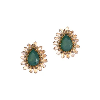 Deepa Gurnani Leesha Crystal Stud Earrings in Black at Nordstrom | Nordstrom