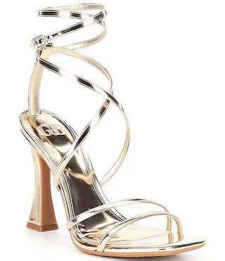 Golden-Hour Metallic Strappy Ankle Strap Dress Sandals | Dillard's