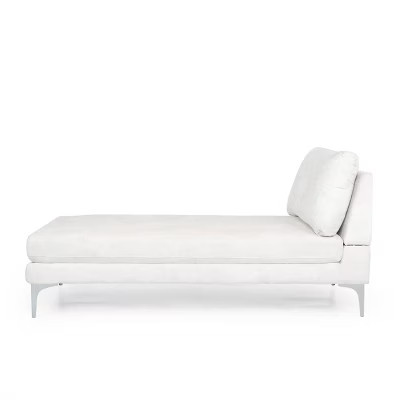 Beamon Contemporary Fabric Chaise Lounge Ivory/Silver - Christopher Knight Home: Plush Seating, M... | Target