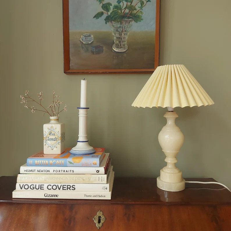 Large Vintage Alabaster Lamp | Etsy (US)