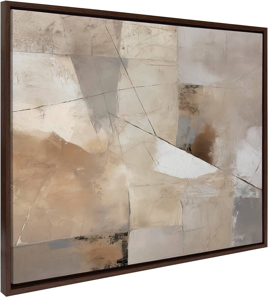Kate and Laurel Sylvie Contemporary Neutral Textured Abstract Framed Canvas Wall Art by The Creat... | Amazon (US)