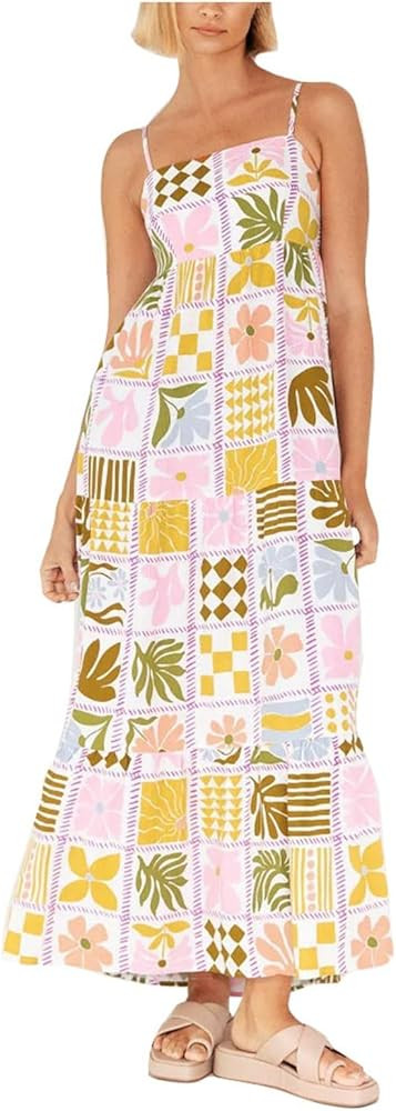 Womens Summer Graphic Print Maxi Cami Dress Casual Floral Boho Spaghetti Strap Flowy Sun Dress Va... | Amazon (US)