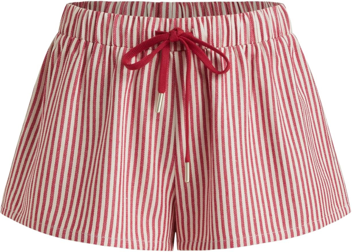 CIDER Shorts for Women Cute Stripe Knotted Tie Ultra Short Bottoms Casual Vacation Beach Knotted ... | Amazon (US)