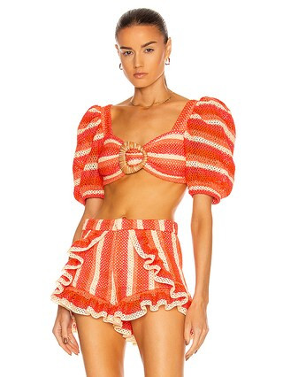 Striped Crochet Cropped Top | FWRD 