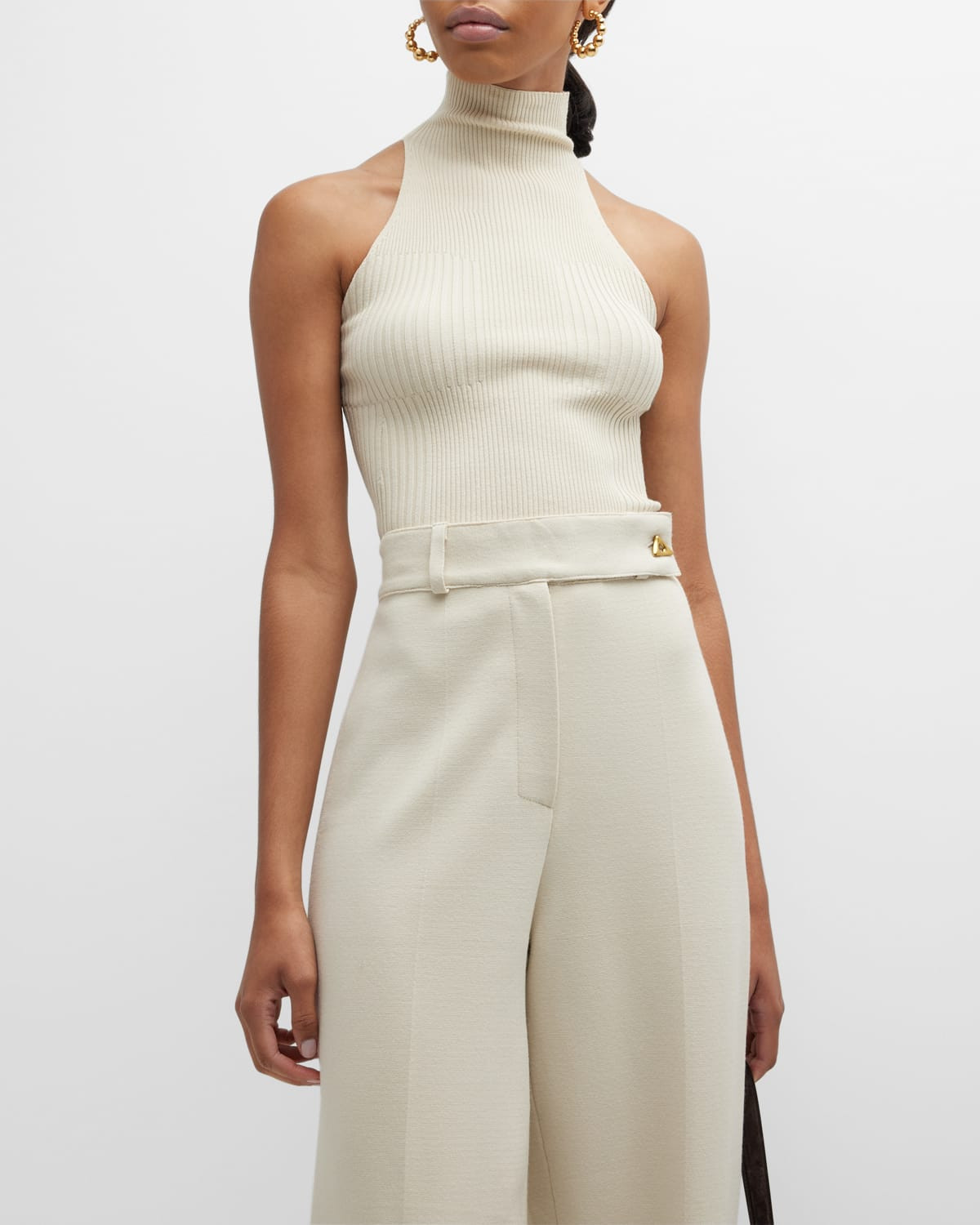 Lulu Sleeveless Ribbed Turtleneck Top | Neiman Marcus