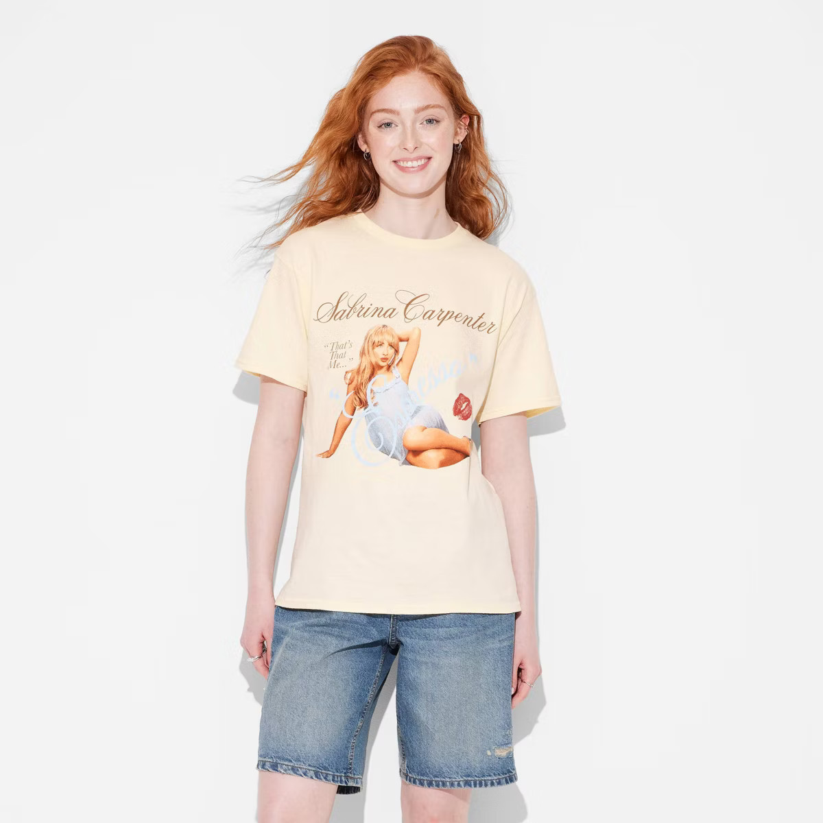 Women's Sabrina Short Sleeve Graphic T-Shirt - Light Yellow S | Target