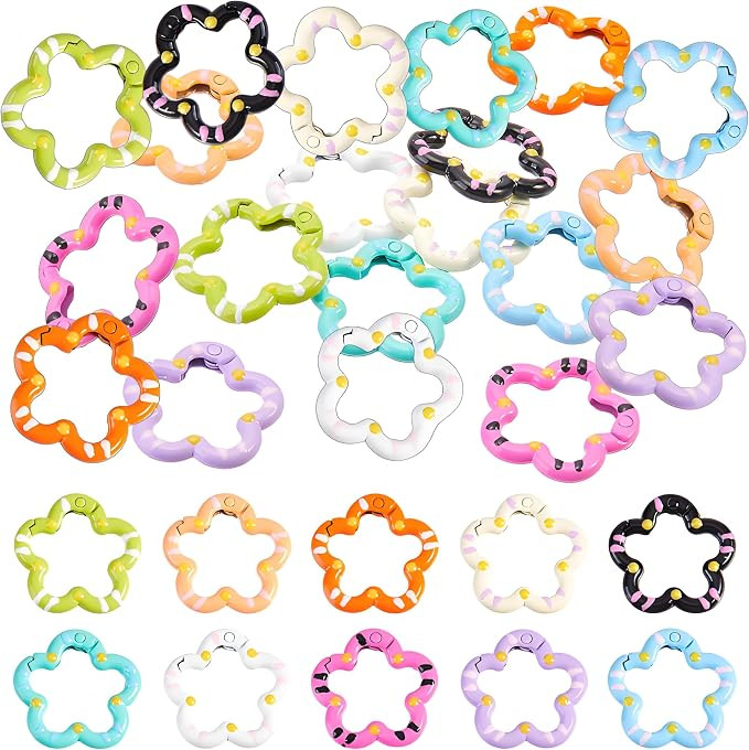 20Pcs 20 Colors Spring Gate Ring Spray Painted Metal Spring Gate Rings Flower Snap Hoop Trigger B... | Amazon (CA)