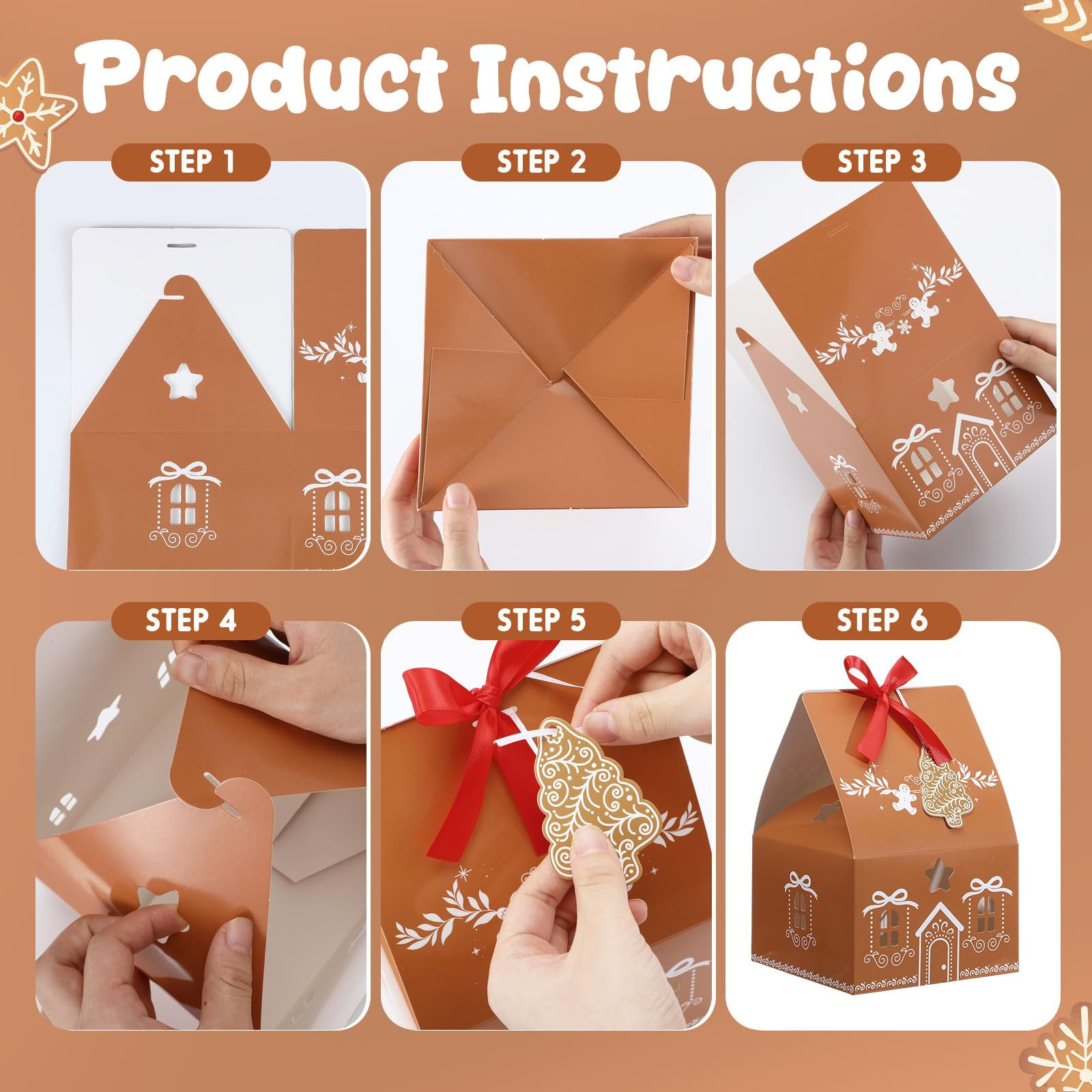 20 Pcs Large Christmas Gift Treat Boxes Gingerbread House Gift Boxes Bulk Wrapping Paper for Trea... | Amazon (US)