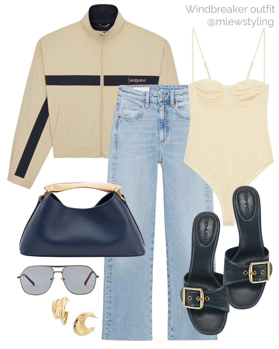How to style the viral YSL jacket - I’ve linked alternative track jackets at affordable prices 🤍

Tags: spring outfit, windbreaker, coach kitten heels, navy blue Elleme bag, Zara aviator sunglasses, straight leg jeans, camisole bodysuit, weekend look, capsule wardrobe, spring trends, neutral aesthetic 

#LTKootd #LTKSeasonal #LTKgrwm