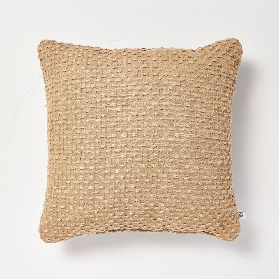 18"x18" Square Throw Pillow Tan Textured - Hearth & Hand™ with Magnolia | Target