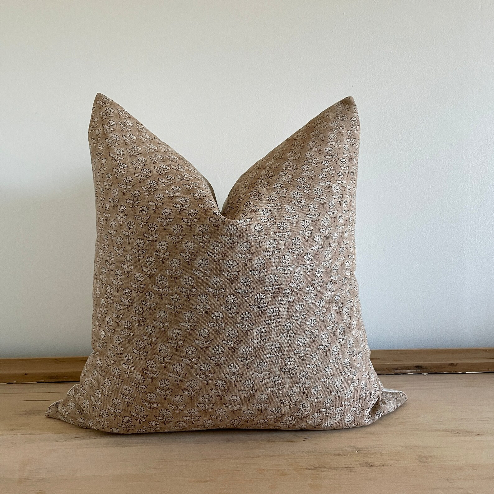 Linen Block Print Pillow Cover, Neutral Floral Block Print Pillow Cover | Etsy (CAD)