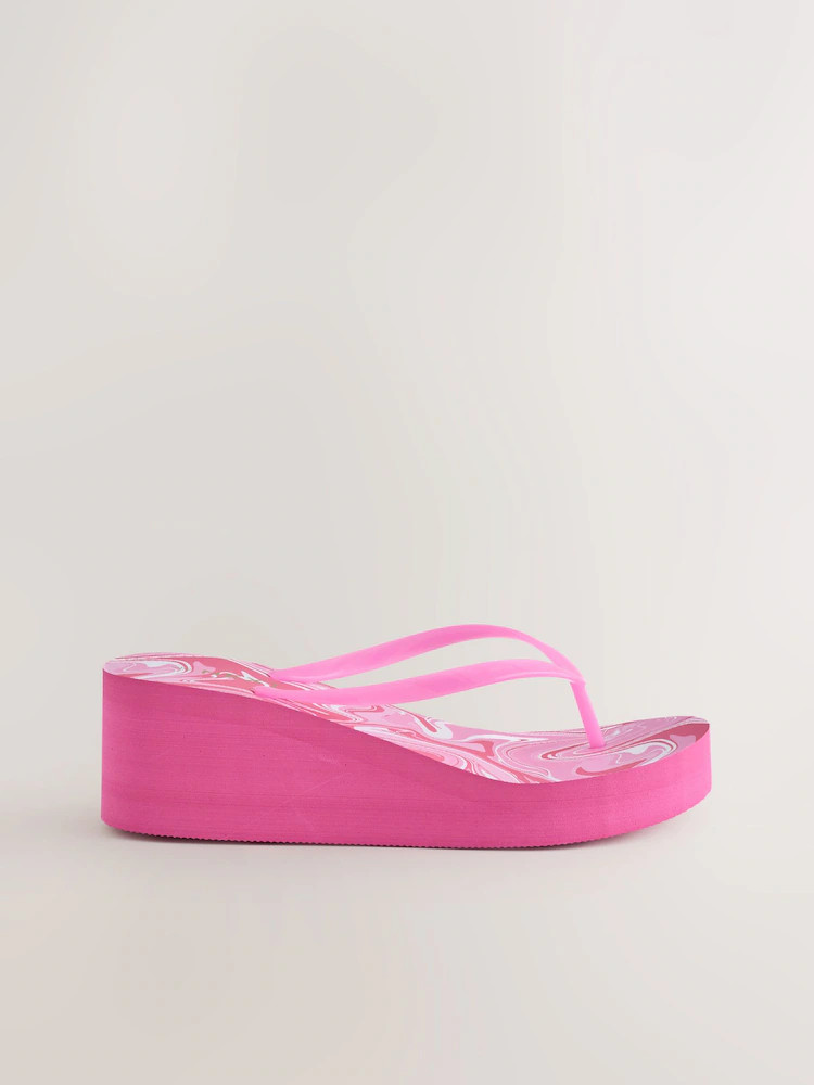 Pink Wedge Flip Flops | Next US