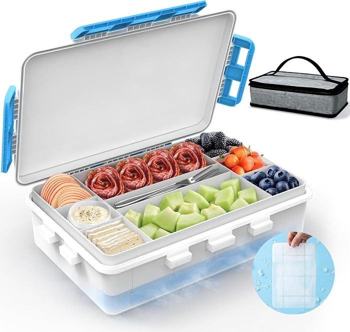 Snackle Box with Ice Pack, Travel Food Container with Lids (White) | Amazon (US)