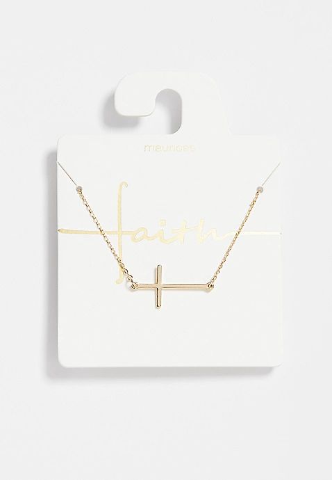 Dainty Gold Side Cross Necklace | Maurices