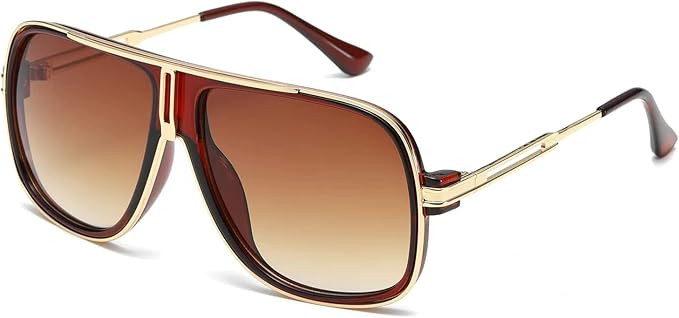 AEVOGUE Sunglasses For Men Goggle Alloy Big Frame Metal Punk Style Shield AE0336 | Amazon (US)