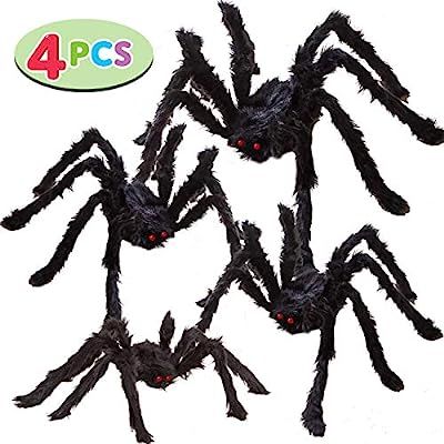 JOYIN Four Halloween Realistic Hairy Spiders Set, Valuable Halloween Props, Halloween Spider Set ... | Amazon (US)