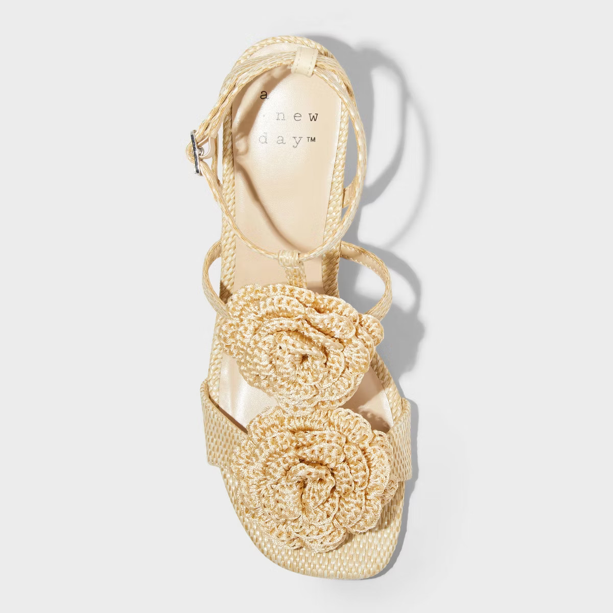Women's Esme Floral Crochet Kitten Heels - A New Day™ Tan | Target