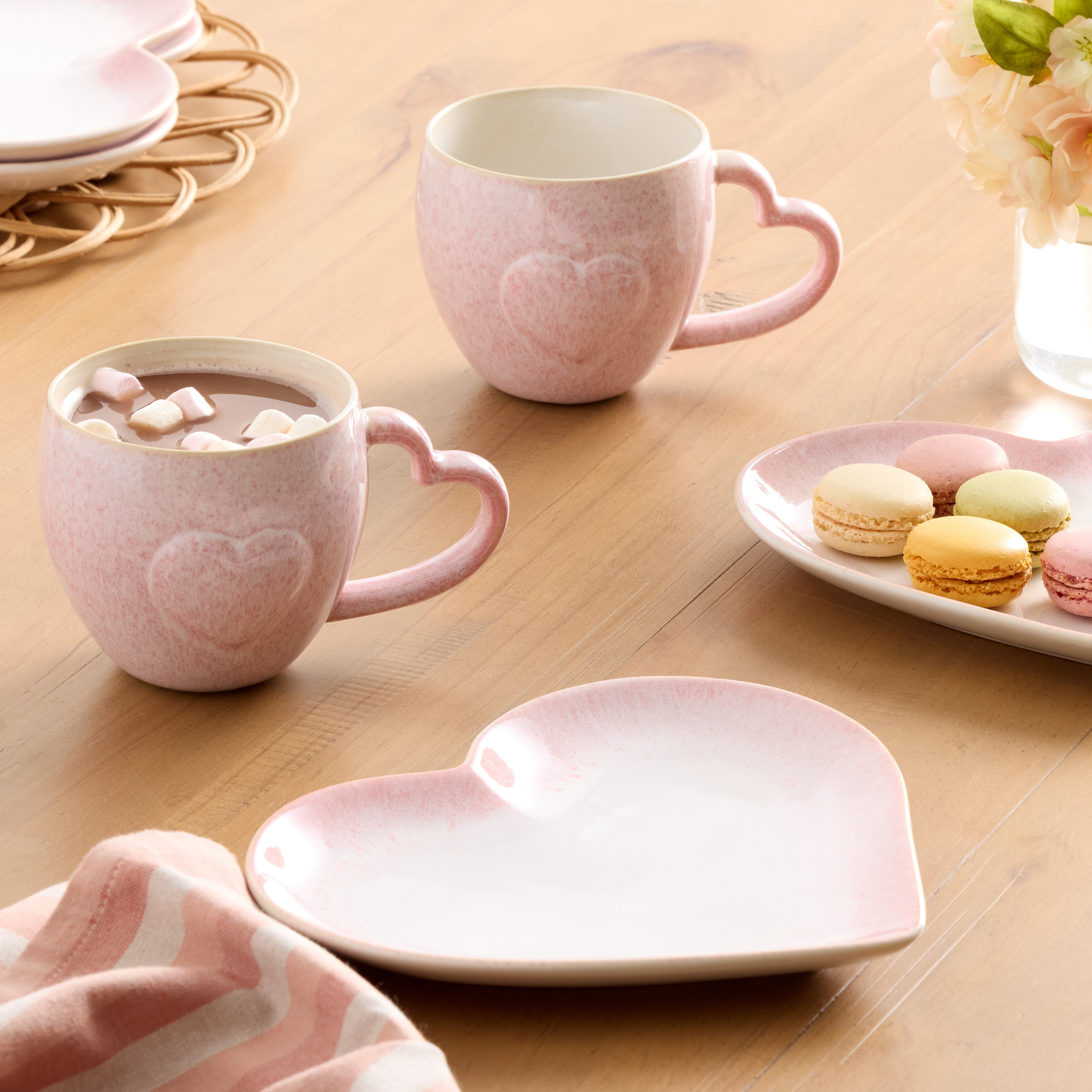 Pink Reactive Glaze Heart Dishware Collection | World Market