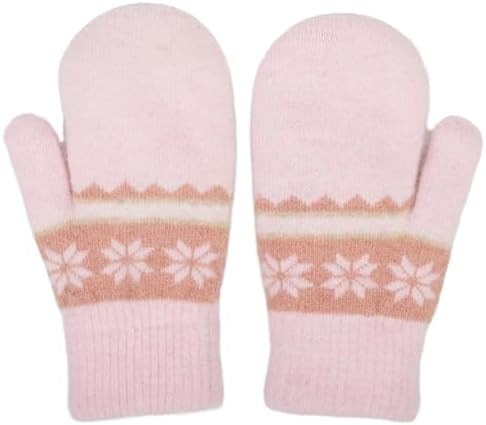 Kids-Double Layer-Warm-Knit Mittens - Girls-Boys-Winter Outdoor-Thickened Cold-Weather Wool Ski G... | Amazon (US)