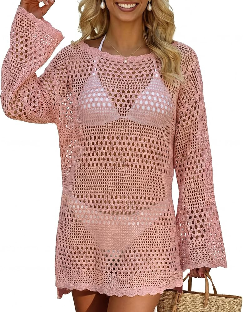 CoCozy Swimsuit Cover Up for Women, Beach Bathing Suit Bikini Crochet Coverups Knitted Beachwear ... | Amazon (US)