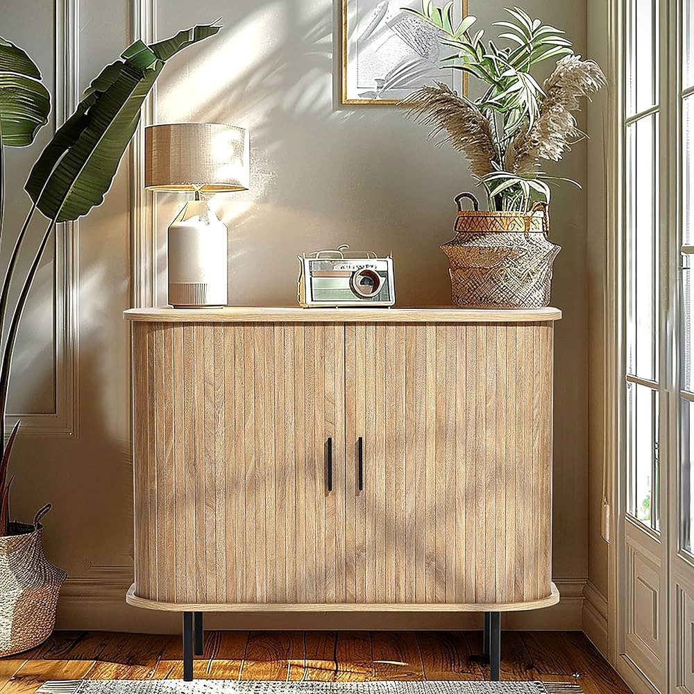 LuxenHome Buffet Cabinet with Storage, Mid Century Modern Sideboard Storage Cabinet, 35" Accent C... | Amazon (US)